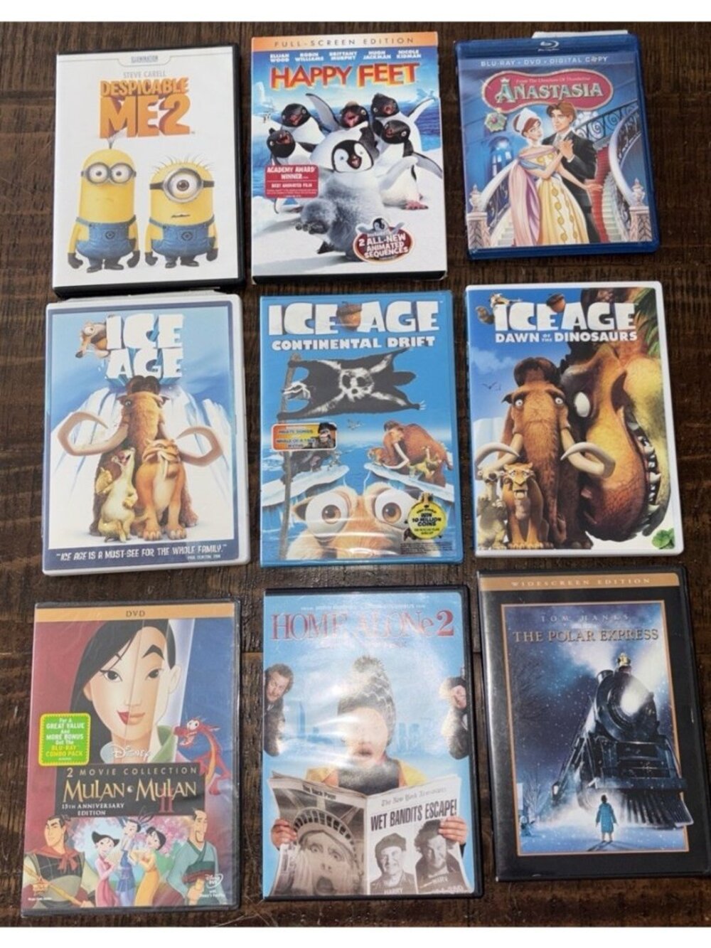 Lot of  9 Kids DVDs-2 Movie Set Of Mulan Still In Original Wrapping-Great Shape!
